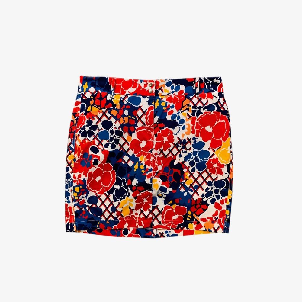 GGblue Skort Womens 8 Multi Abstract Floral A Line Stretch Performance Pockets